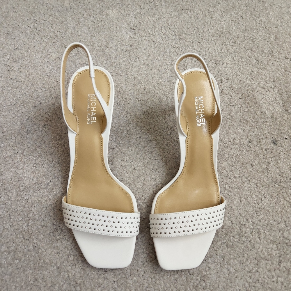 Michael Kors White Leather Studded Sandals